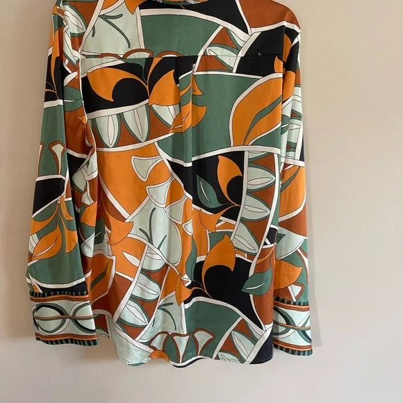 Maison D’Amelie Paris US XL Long Sleeve Blouse Shirt Top Button Up Lightweight - Picture 5 of 7